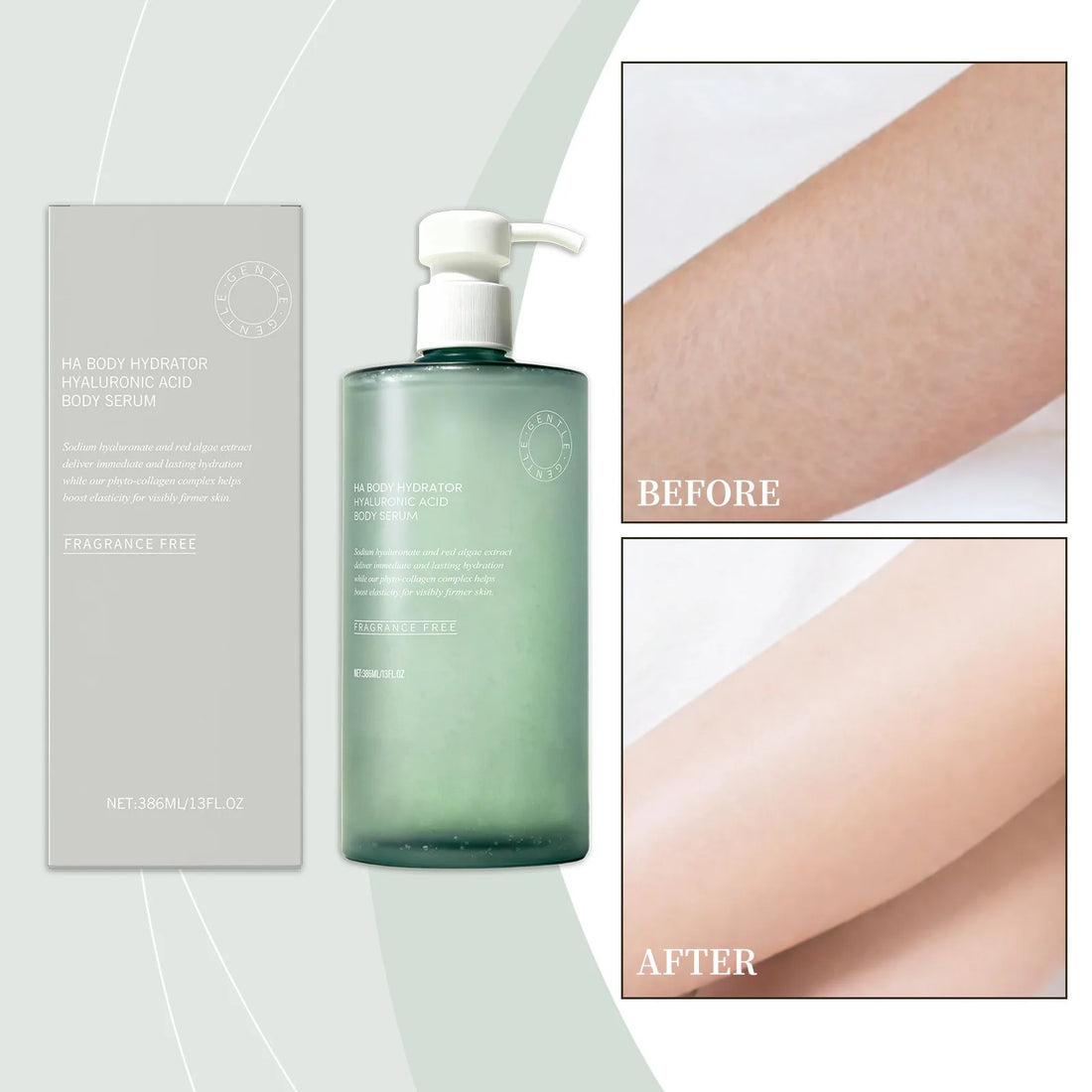 AMZ 386ml Hyaluronic Acid Body Essence Moisturize and Nourish the Body Skin, Elastic, Soft, Smooth, Refreshing and Non-Sticky
