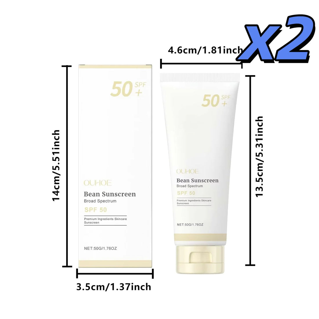 SPF 50+ Mild Moisturizing Sunscreen Soothe Cool Sunblock UVA/UVB Brighten Anti Oxidate Sun Prevent Sunburn Moisturize Sunscreen
