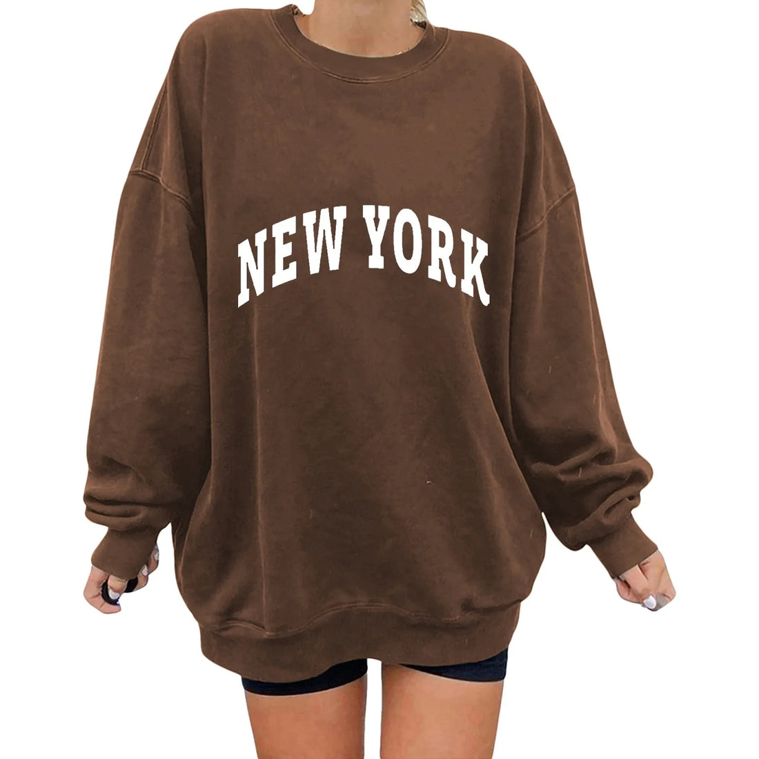 Sweatshirts For Women Casual Y 2 K Long Sleeve Crew Neck Letter Printed Hoodless Loose Pullover Autumn Clothes For Woman
