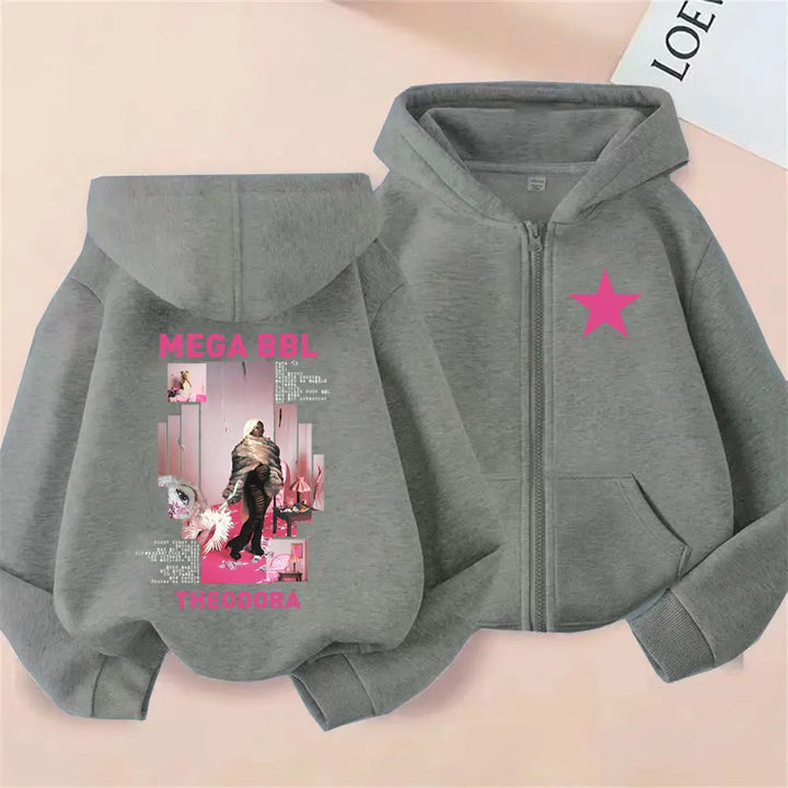 Rapper Theodora Mega Bbl Album Zipper Hoodie Men Women Hip Hop Fashion Pop Music Streetwear Male Casual Vintage Zip Up Jacket