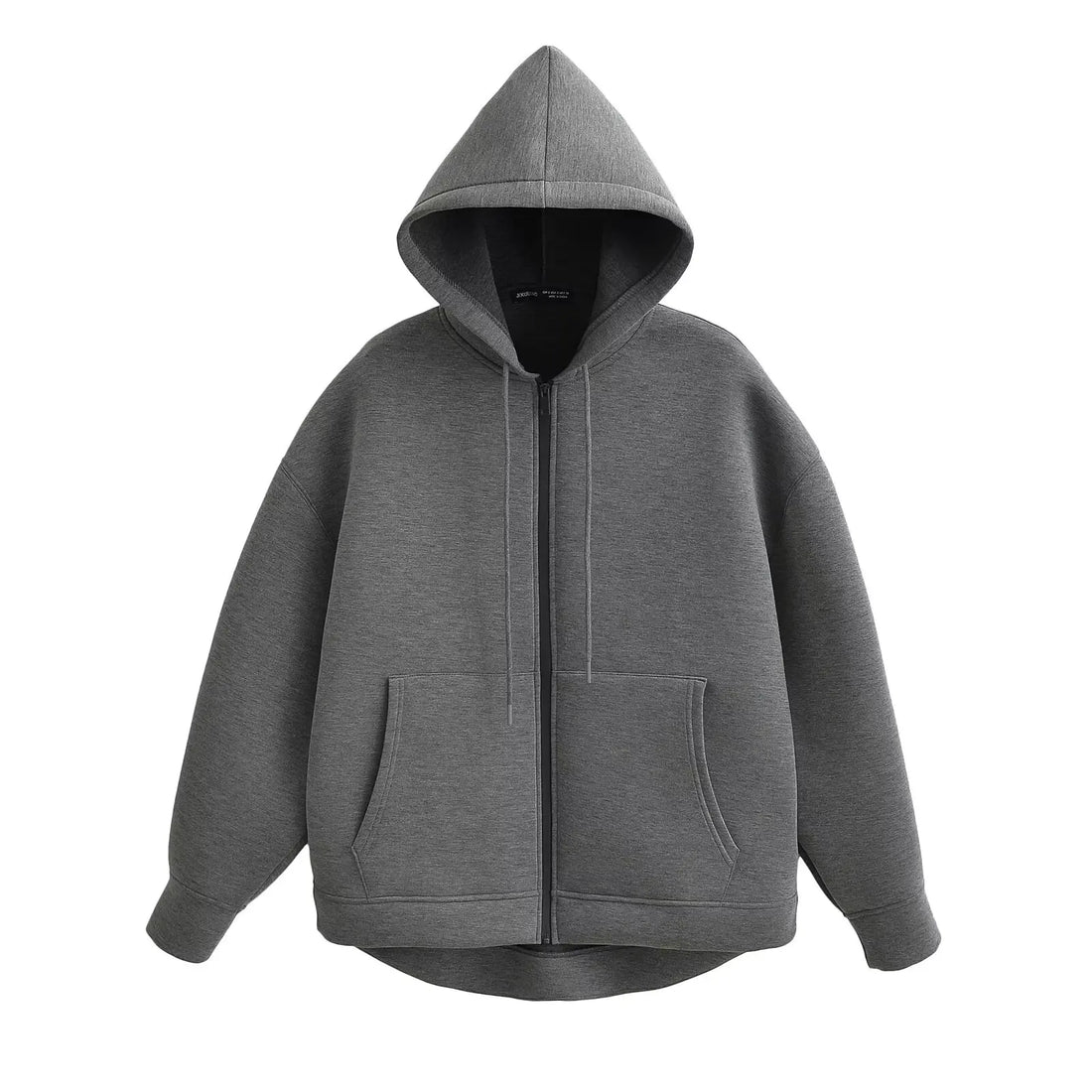 TRAFZA 2025 Casual Women's Soild Zipper Hoodie Long Sleeve Big Pocket Zipper Jacket With Hood Female Loose Outerwear Coat Tops