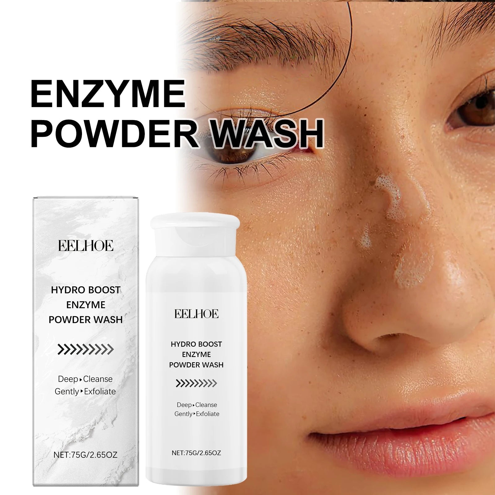 Gentle Enzyme Face Wash Powder Exfoliating for Sensitive Skin Brightening Cleanser Removes Oil Impurities Travel Friendly 75g Halalzen