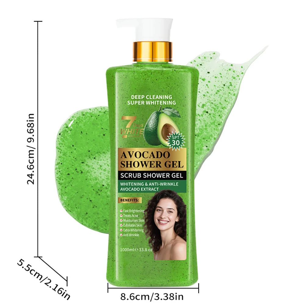 1000ml Kojic Acid Shower Gel Deep Cleansing Brighten Skin Body Wash Skin Whitening Exfoliator Body Care Moisturizing Skincare