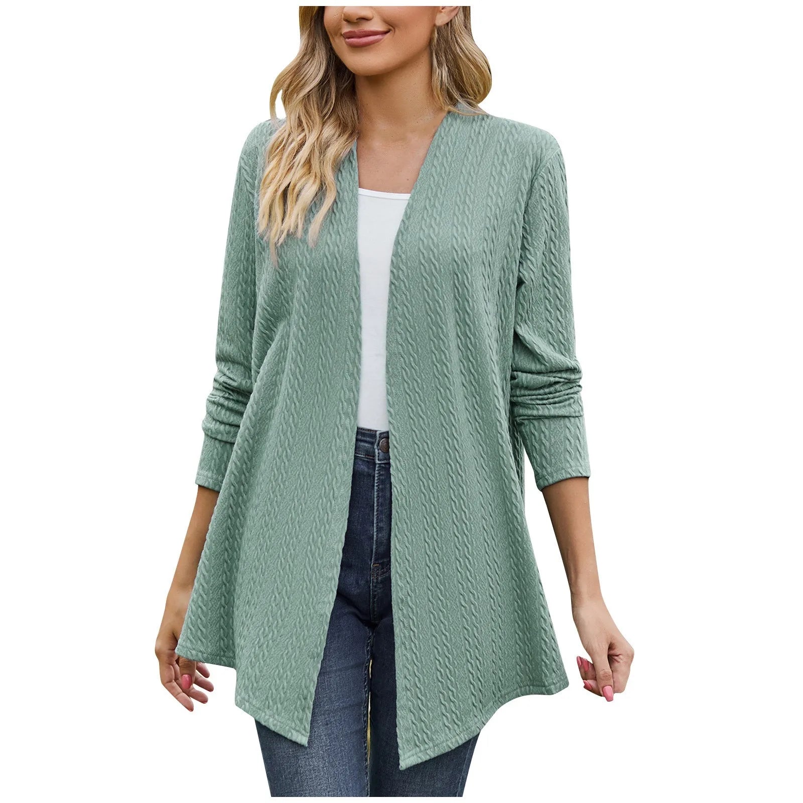 Women'S Fashion Solid Color Long Sleeve Loose Cardigan Jacket Elegant Womens Jackets Chamarra De Piel Mujer ﻿가을자켓 Chaqueta Mujer