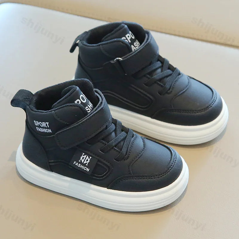 Autumn Children's High Top Casual Sports Shoes 2025 New Boys Board Shoes Soft Sole Baby Toddler Comfortable Outdoor Sneakers