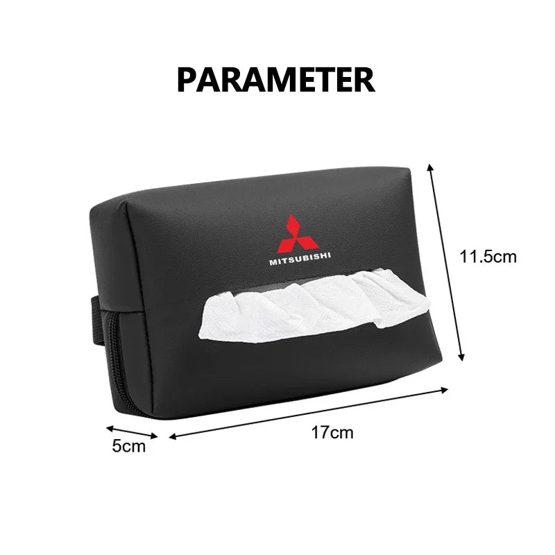 Leather Car Interior Tissue Box Seat Back Storge Bag for Mitsubishi Lancer Outlander Pajero L200 ASX Eclipse Ralliart EVO Galant