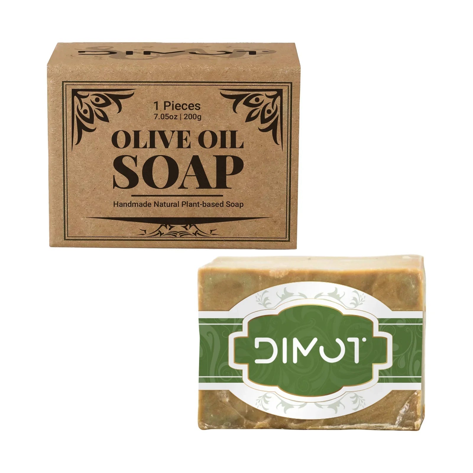 Handmade Olive Oil Cleansing Bar 200g - For Sensitive Skin, Gently Cleanses Face, Body & Hair While Providing Light Moisture. Halalzen