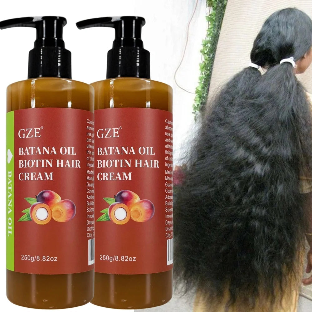 2 Pack GZE Batana Oil Biotin Hair Cream Strong Hair Anti-Breakage Repair Split Ends Silky For Dry Hair Halalzen