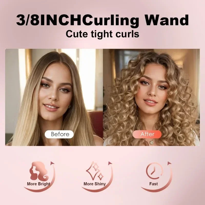 Mini Hair Curling Iron 9mm Curler Wand Professional Curly Tongs Ceramic Electric Salon Styling Tool Small Crimping Iron Halalzen