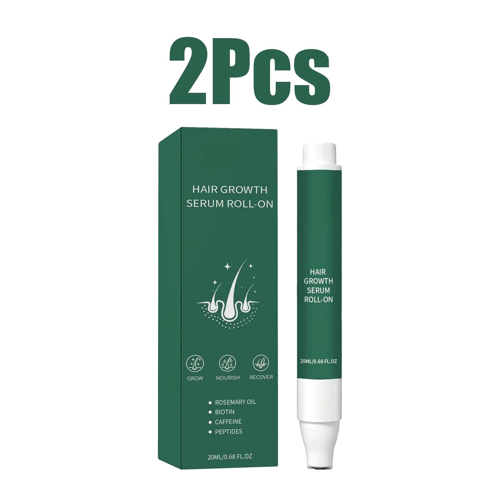 20ml Rosemary Oil Hair Growth Serum Roll-on Biotin Caffeine Peptides Scalp Massager Anti Hair Loss Thinning Treatment Spray