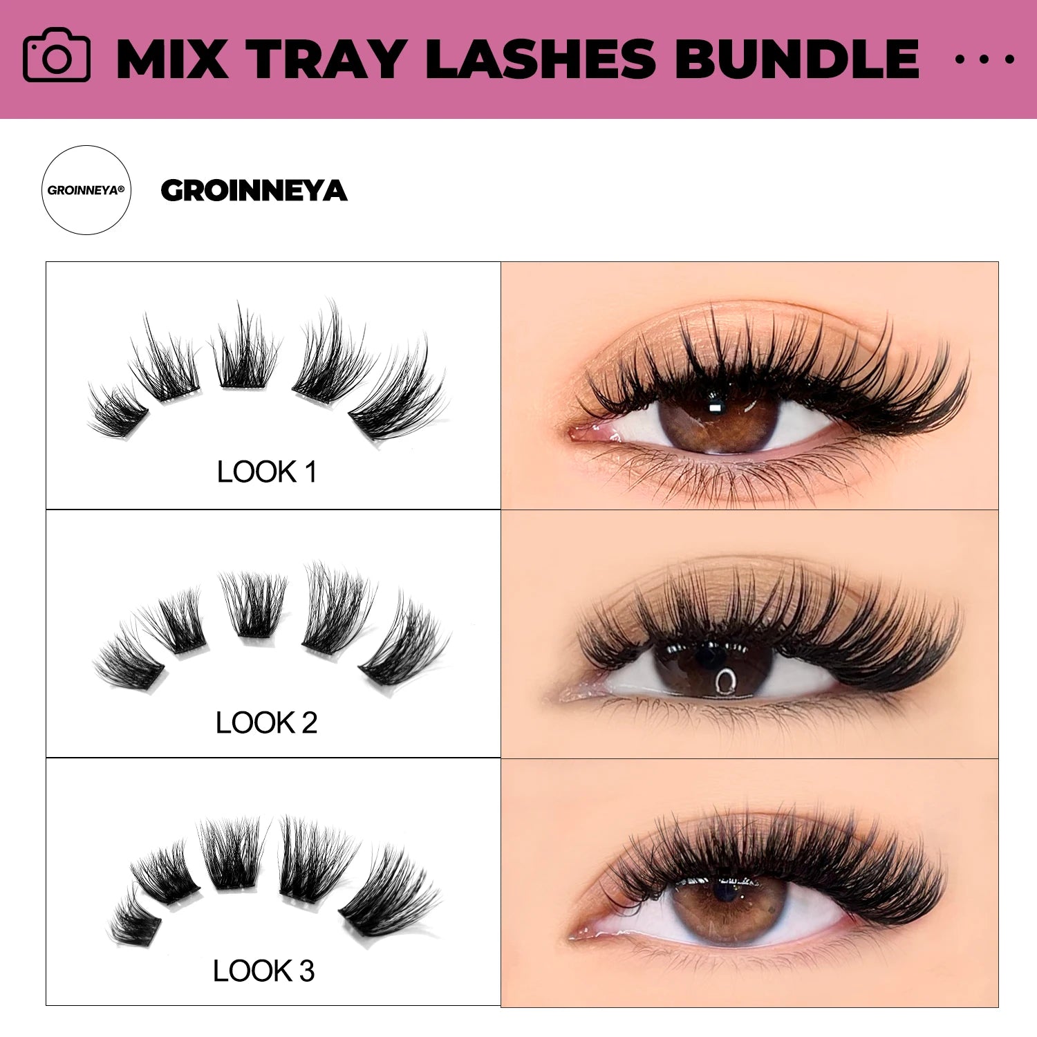 GROINNEYA DIY Lashes Extension Kit Individual Lashes Clusters Faux Mink Eyelash Extension Mix set with Lash Natural Look Makeup Halalzen