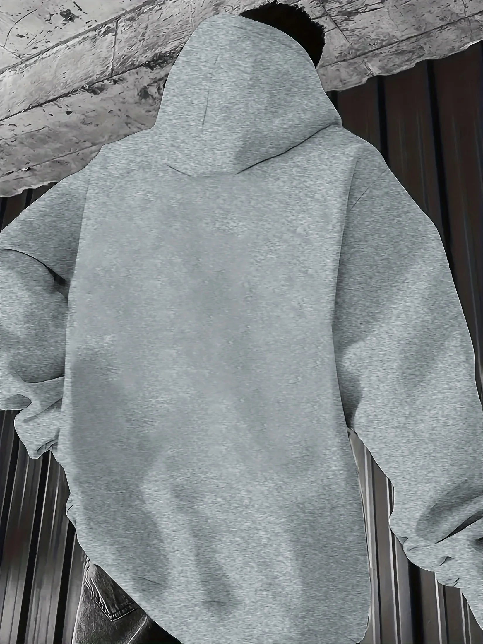 Men'S Metallic Star Print Hoodie - Casual Blue Sweatshirt with "METALLIC" Design, All-Season Comfort, Regular Fit, Casual Wear