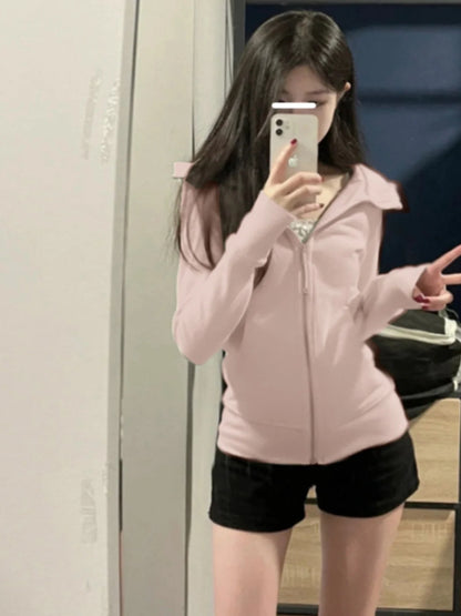 ay Fce Lined Hoodie Women's Sportswear Slim Fit Autumn Winter Casual Versatile Outerwear Korean Sle Commute Design