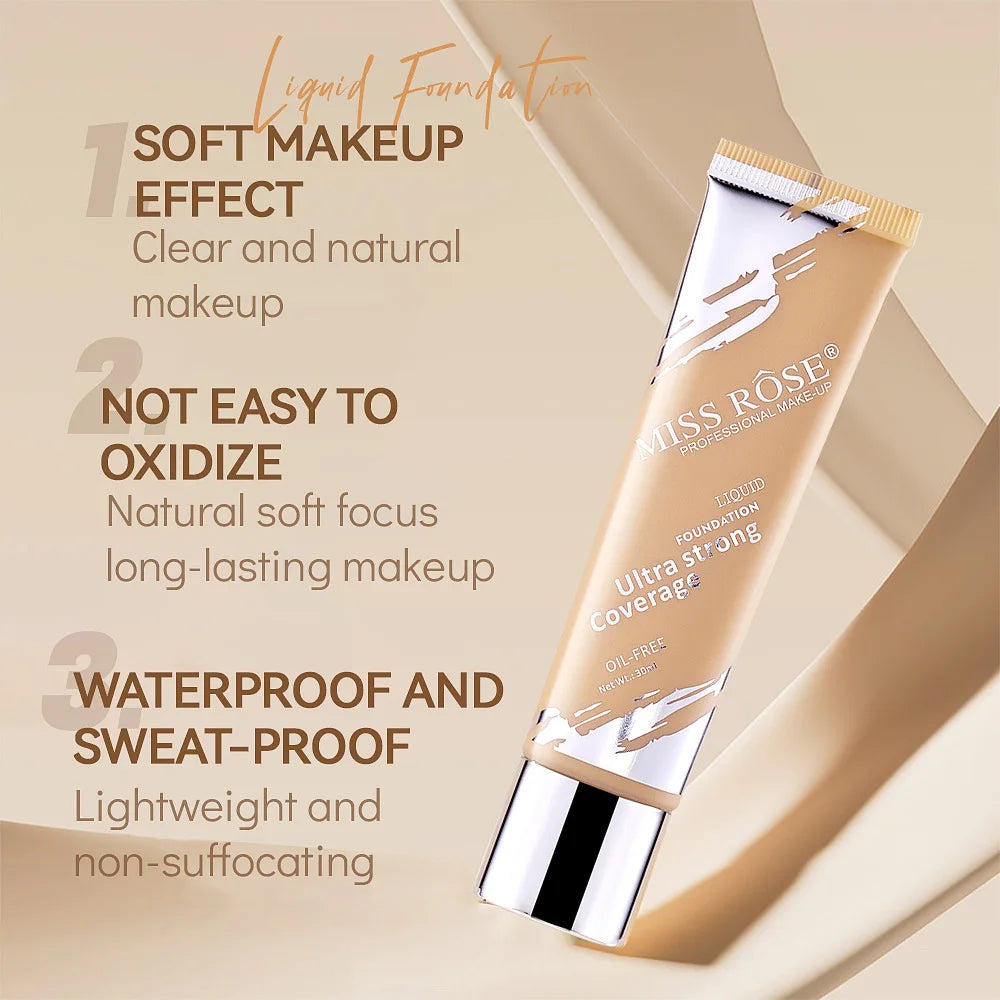 Oil‑control LongLasting Foundation Cream Natural Buildable Coverage Concealer Makeup Base Sweat Proof Non‑fading Facial Cosmetic