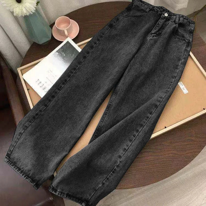 Jeans for Women Autumn Winter New Style High Waist Loose Straight Draped Wide-leg Floor-sweeping Pants