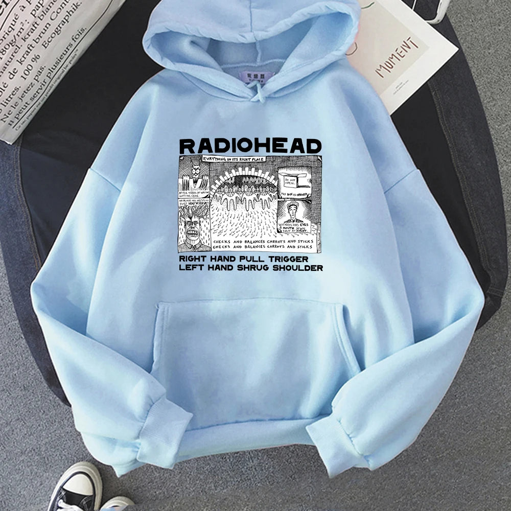 Fashion Radiohead Hoodie for Men/Women Rock Band Music Fans Sweatshirts Oversized Graphic Clothes Harajuku Couple Sweatshirt Man