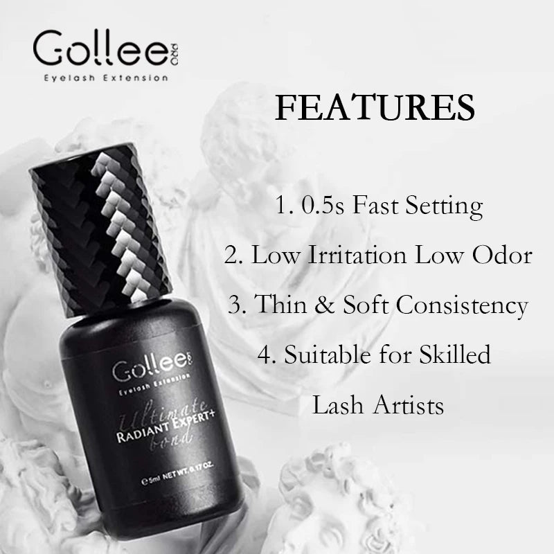 Gollee 0.5s Fast Dry Lash Extension Glue Professional Lash Adhesive Lasting 6-8 Weeks Waterproof Grafting Eyelash Super Bonder
