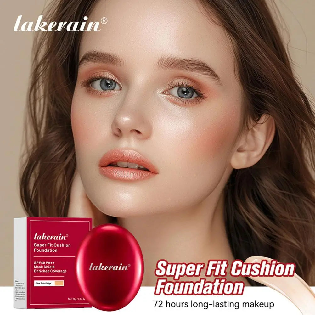 LAKERAIN 12 Color Air Cushion Foundation Red Shell Design Natural Coverage Formula Lightweight Breathable Makeup Base