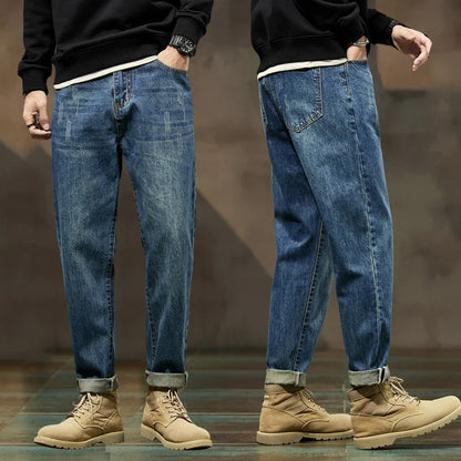 New Autumn and Winter Men's Jeans, High Quality, Comfortable, Versatile, Loose, Straight, Trendy Brand, Men's Harem Long Pants