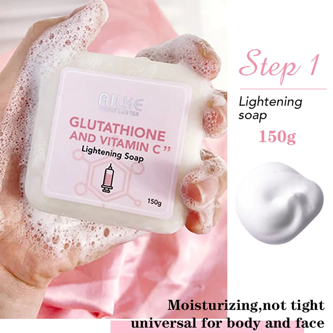 AILKE Glutathion and Vitamin C Whitening Set, Moisturizing, Remove Melanin, Freckles, Black Spots, Chloasma, Clean Skin