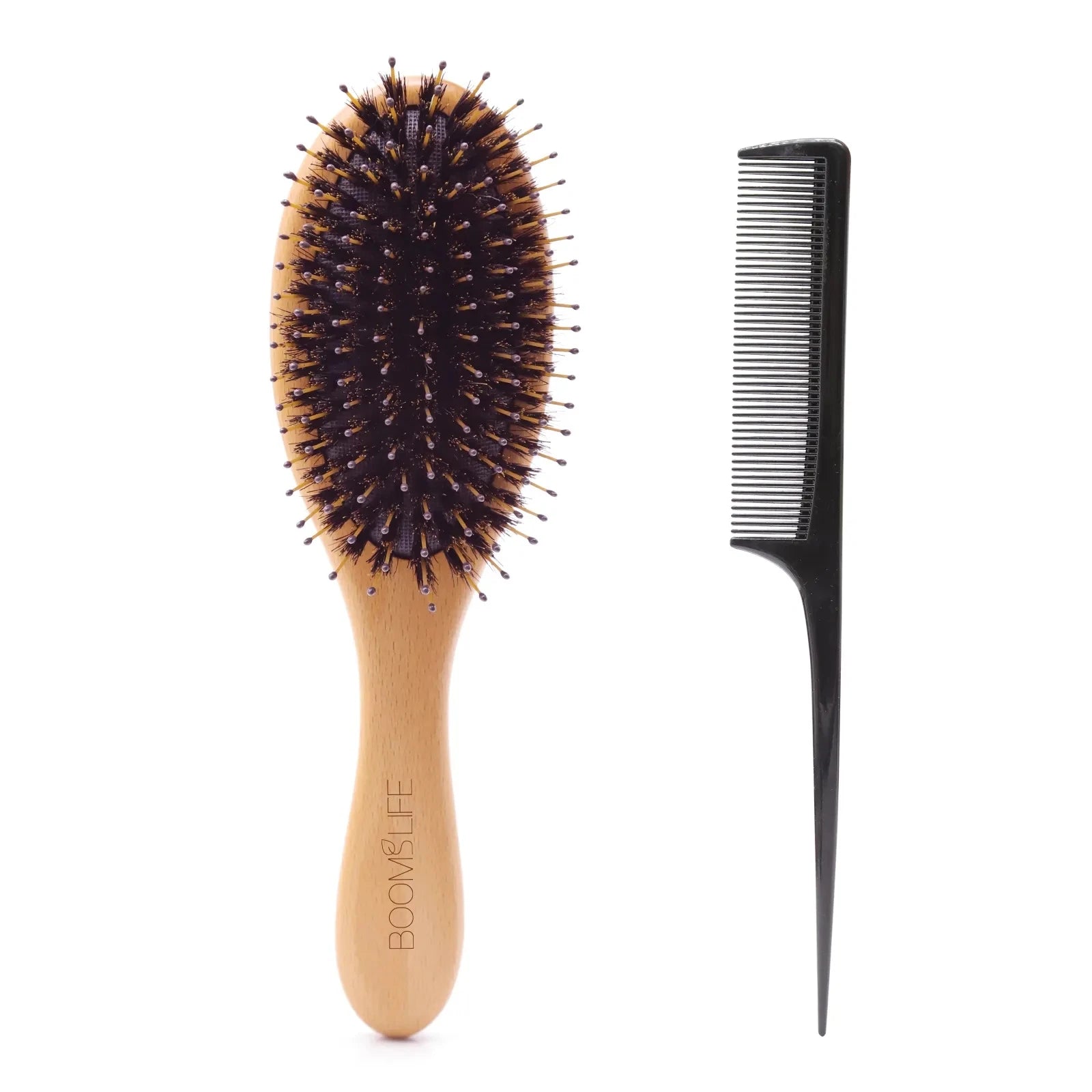 Custom Boar Bristle Hair Brush Women Hair Anti-Static Scalp Massage Comb Wood Hair Brush for Curly Thick Long Hair Detangler