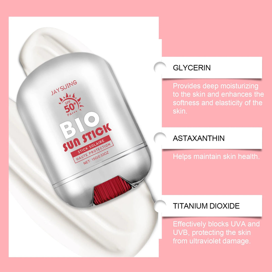 Spf 50+ Sunscreen Stick Hydrating Oil Free Anti Sun UV Protection Natural Sunblock Isolation Cream Mild Face Body Moisturizer Halalzen