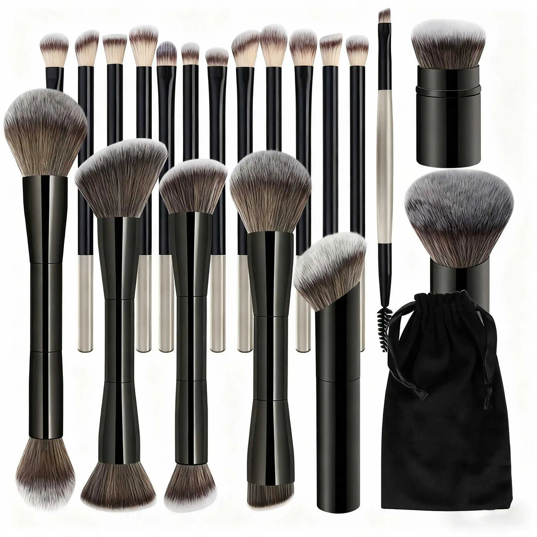 20pcs/set Pro Makeup Brushes Double Ended Foundation Concealers Blush Eye Shadows Brush for Liquid Cream Powder Blending Halalzen