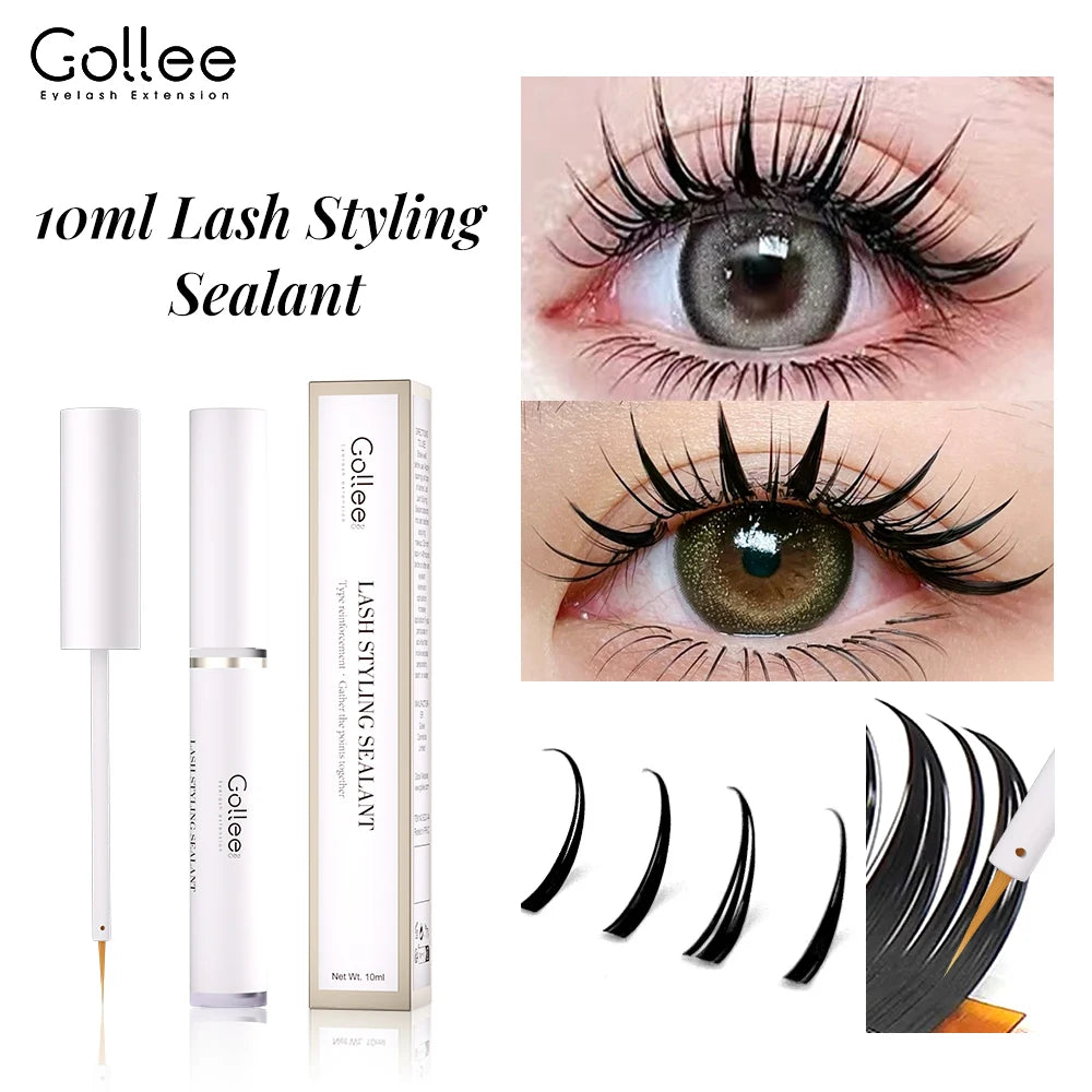 Gollee Lash Styling Sealant 10ml Fast Drying Soft Brush Eyelashes Styling Gel Non-White Residue for Salon Household Makeup Tools