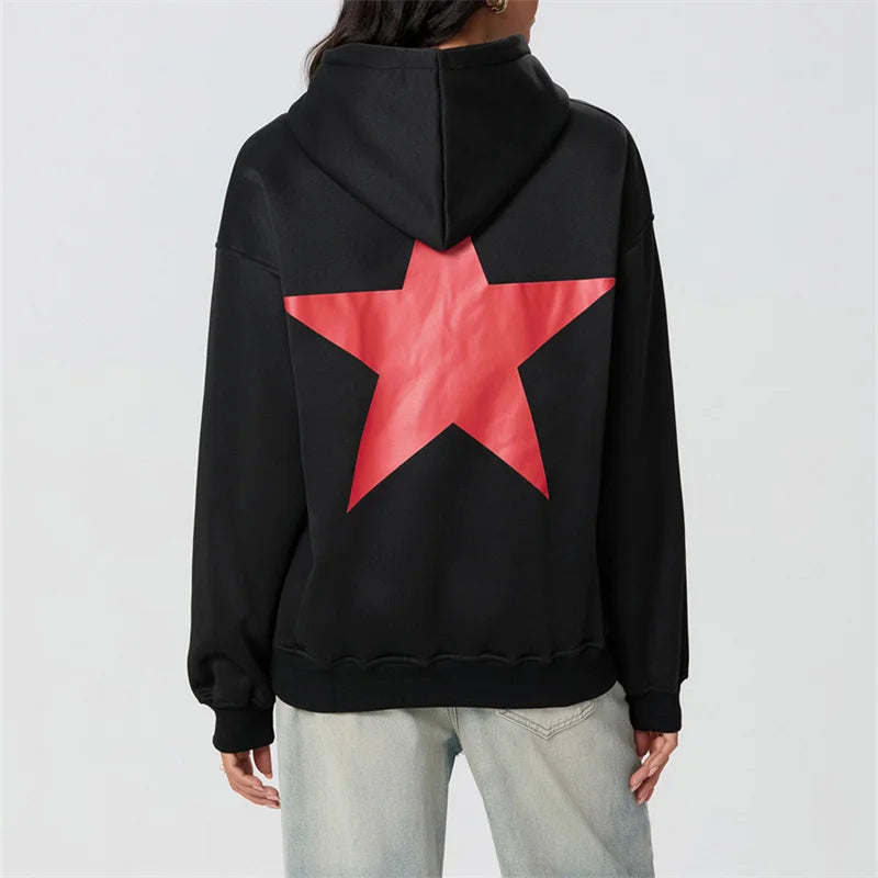 Gothic Graphic Oversized Sweatshirt Y2k Women Preppy Hoodies Long Sleeve Hooded Pullover Sweaters Aesthetic Pockets Streetwear