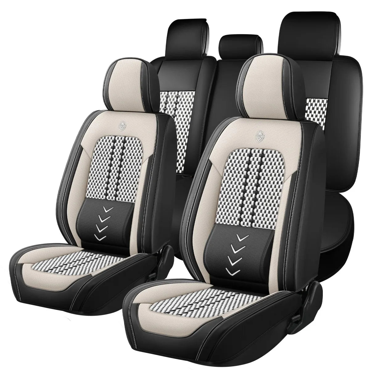 Universal leather car seat covers, full - enclosed installation, waterproof and easy to clean, 5 - piece set for the whole car