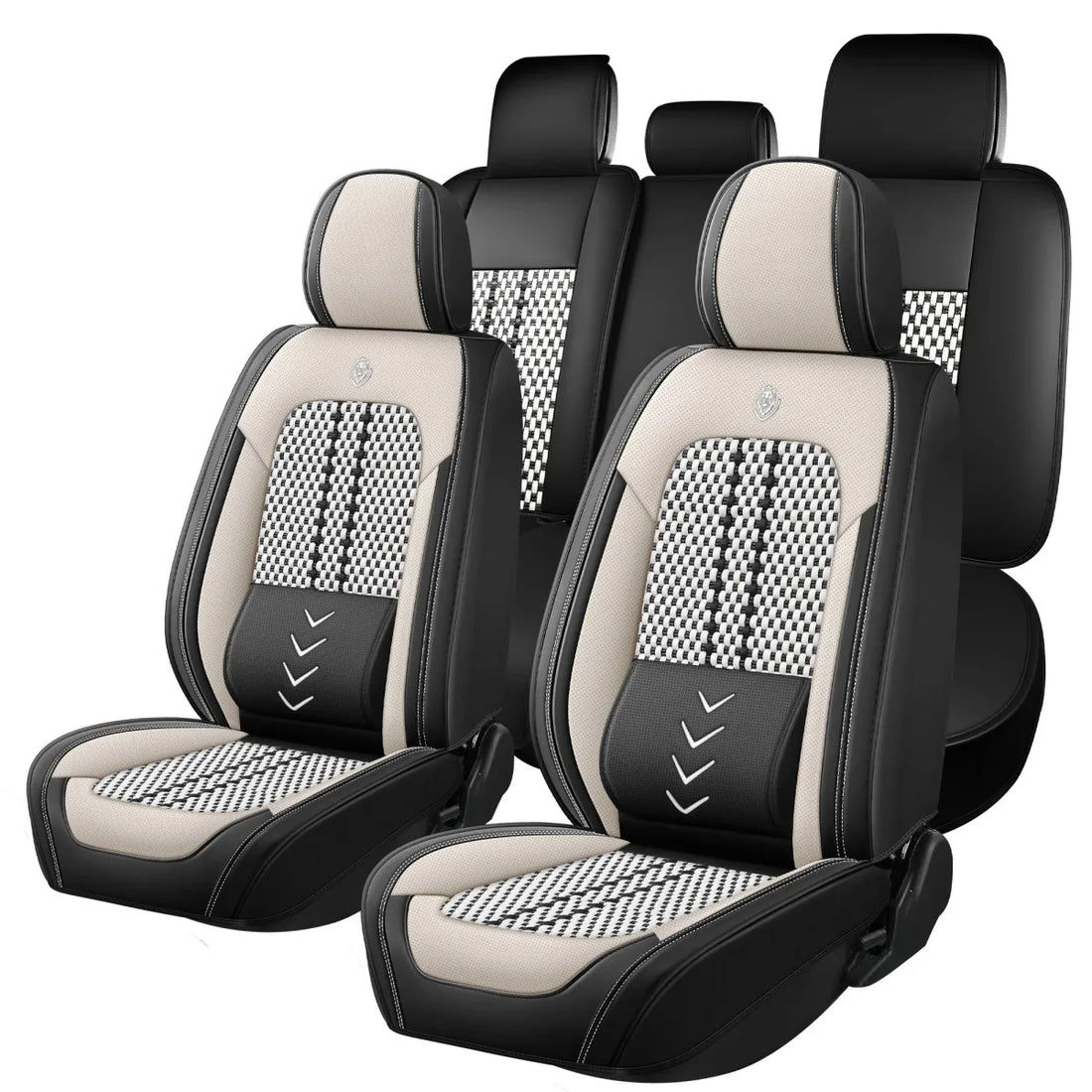 Universal leather car seat covers, full - enclosed installation, waterproof and easy to clean, 5 - piece set for the whole car