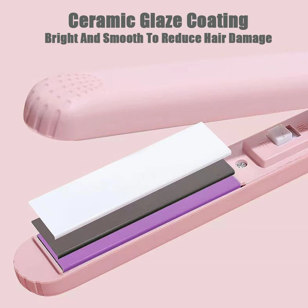 Pink Ceramic Flat Iron Hair Straightener For Smooth Finish Ceramic Floating Plates Quick Heat Up Pro Salon Curler Hair Wand Halalzen