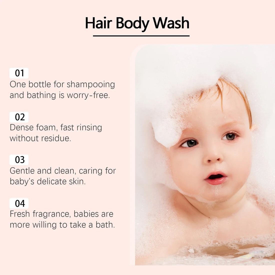 2 in 1 Children Shampoo Body Wash Gentle Cleansing Moisturizing Soothing Soft Smoothing Fresh Fragrance Refreshing Body Skincare Halalzen