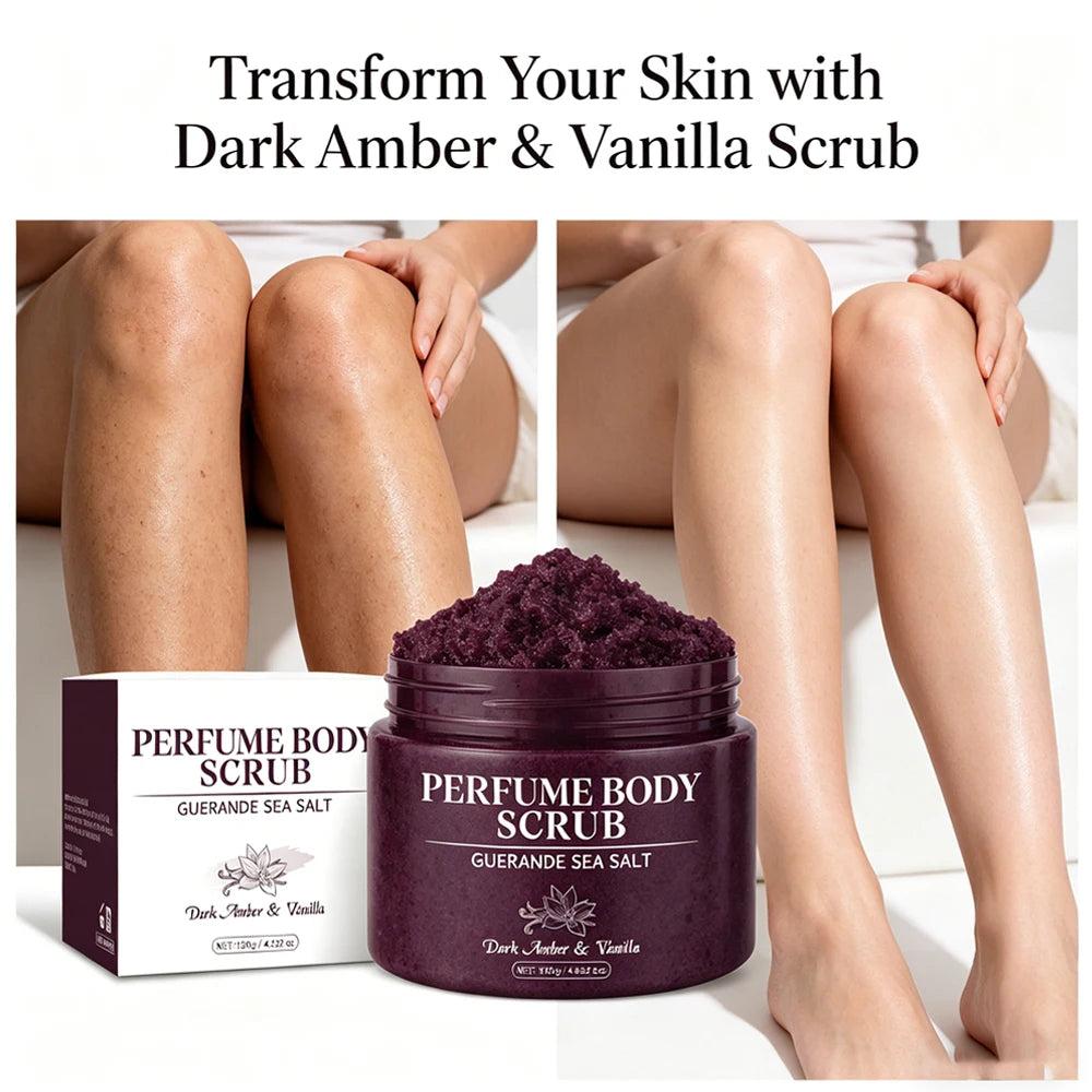 120g Sea Salt Perfume Exfoliating Body Scrub for Smooth Skin Body, Brighten Skin Tone,Amber & Vanilla Scent, Coral Rose Scent
