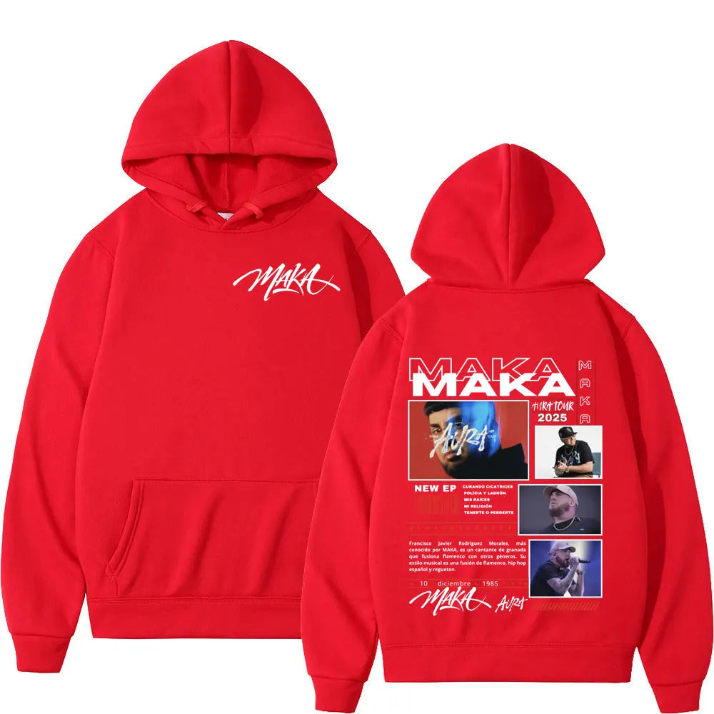 Rapper Maka Aura 2025 Tour Merch Hoodies Men's Women Fashion Hip Hop Hooded Sweatshirts Fans Gift Oversized Pullovers Streetwear