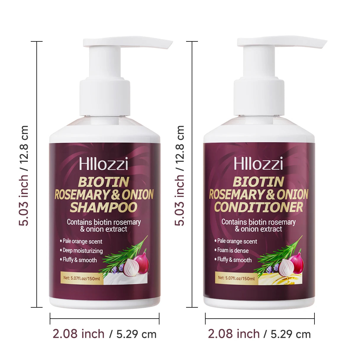 Biotin Rosemary & Onion Hair Care Set – Shampoo + Conditioner, Strengthen & Nourish, 2pcs/Set Halalzen