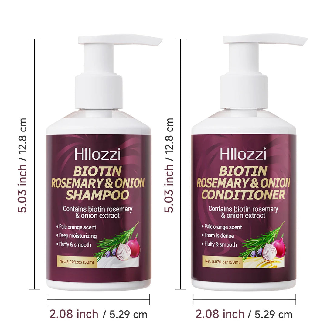 Biotin Rosemary & Onion Hair Care Set – Shampoo + Conditioner, Strengthen & Nourish, 2pcs/Set Halalzen