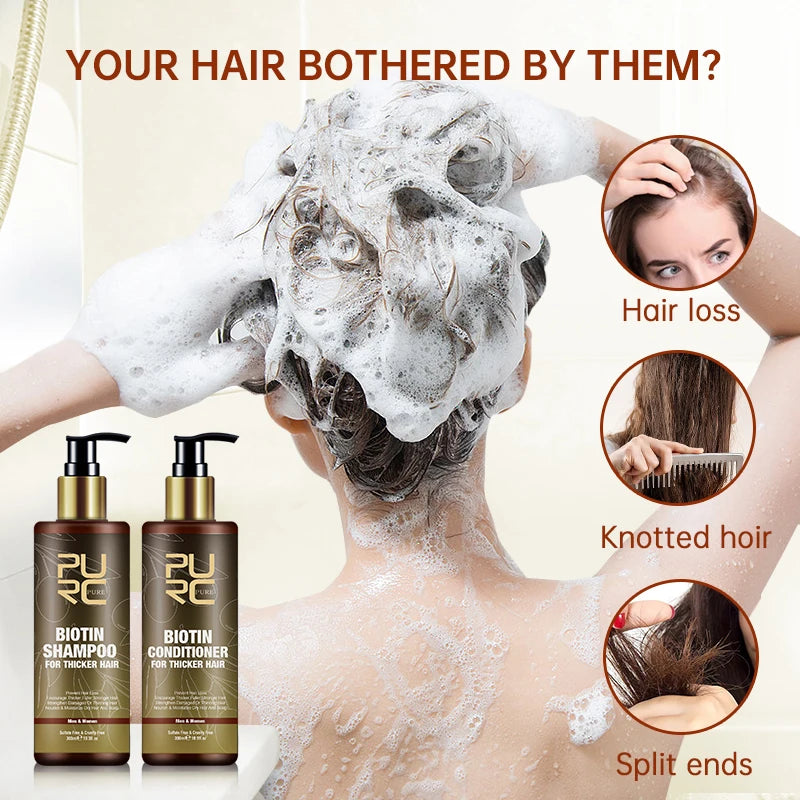 PURC Smoothing Hair Scalp Treatment Hair Shampoo Biotin Hair Oil and Conditioner Set for Men Women Hair Care Halalzen