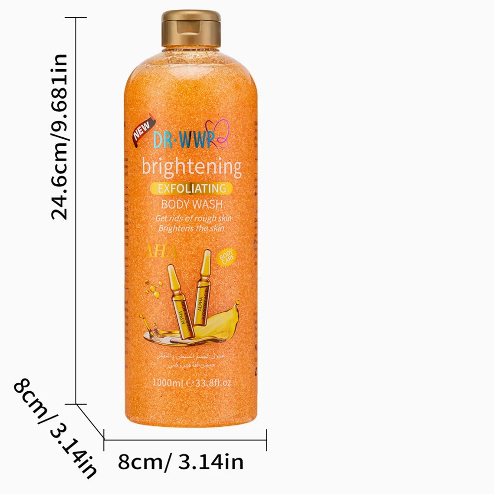 1000ml Kojic Acid Shower Gel Deep Cleansing Brighten Skin Body Wash Skin Whitening Exfoliator Body Care Moisturizing Skincare