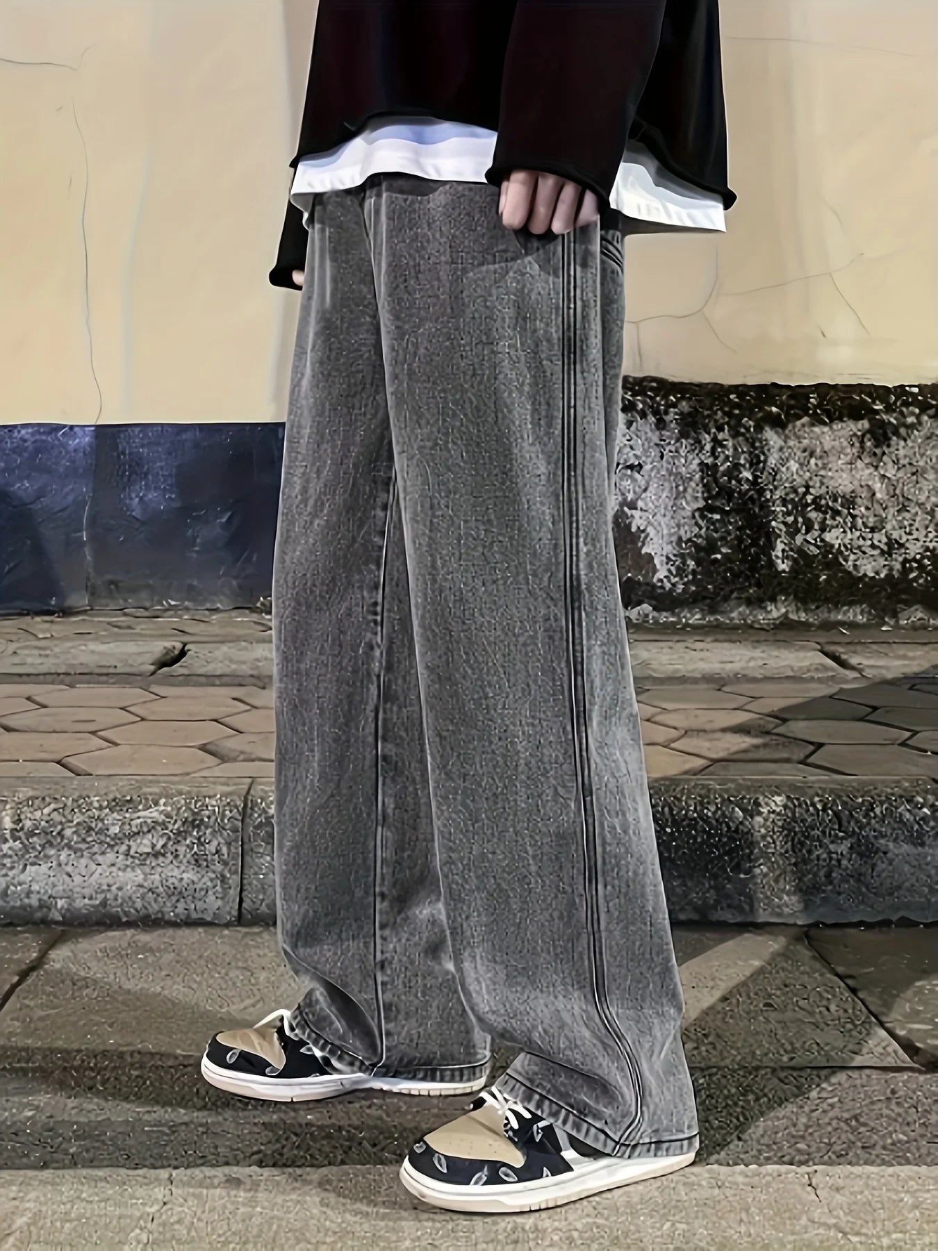 Loose gray men's jeans – perfect for autumn-winter transitions, with a natural warmth, comfortable and non-constricting.