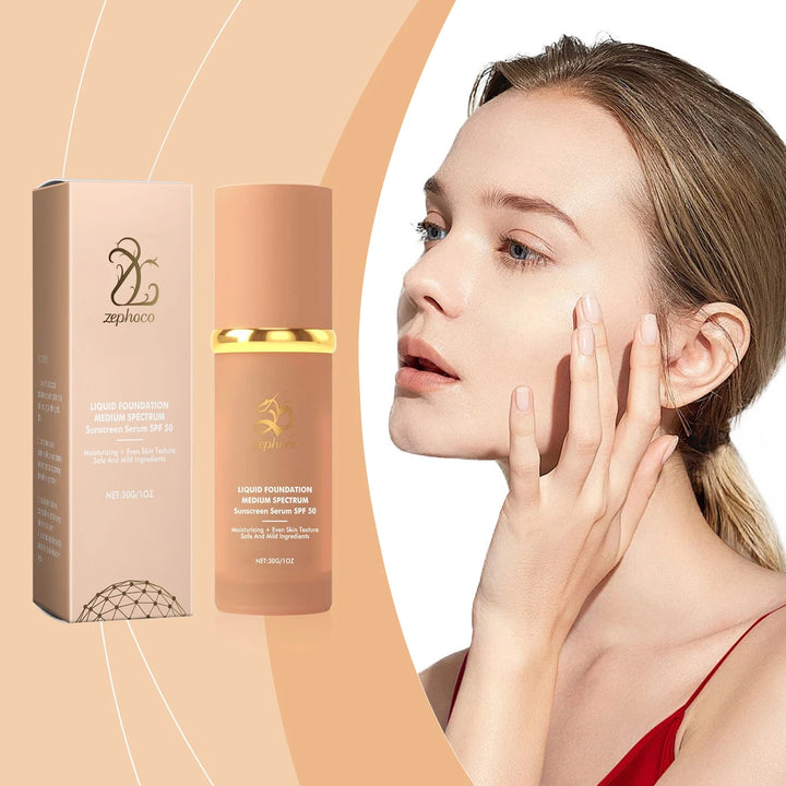 Moisturizing Sunscreen Foundation Medium Spf50+ Waterproof Oil-Control Lightweight Matte Long Lasting Nourish Liquid Foundation