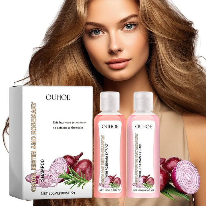 Shampoo & Conditioner Hair Care Set Onion Biotin and Rosemary Deep Cleansing Nourishing Shampoo For Hair Shine Smooth Densely Halalzen