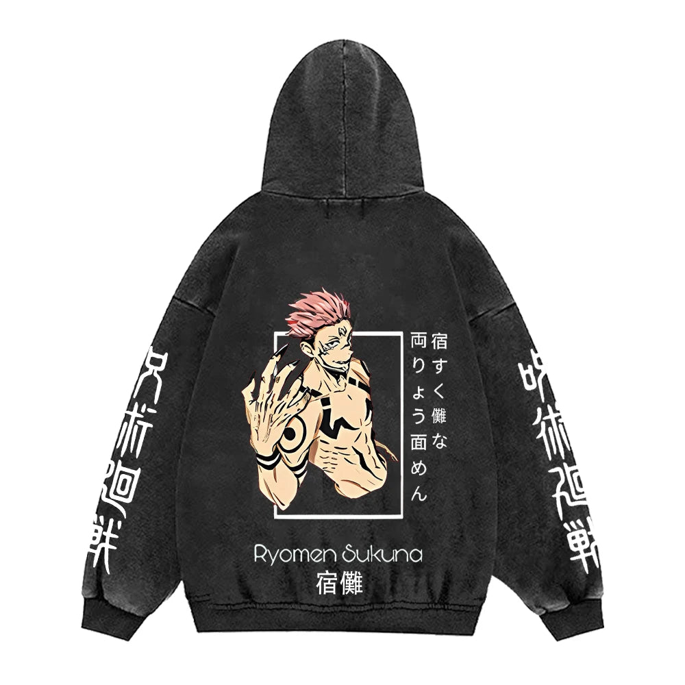 Jujutsu Kaisen Anime Hoodies Men Women 100%Cotton Toji Gothic Manga Sweatshirts Vintage Casual Pullover Fashion Streetwear Daily