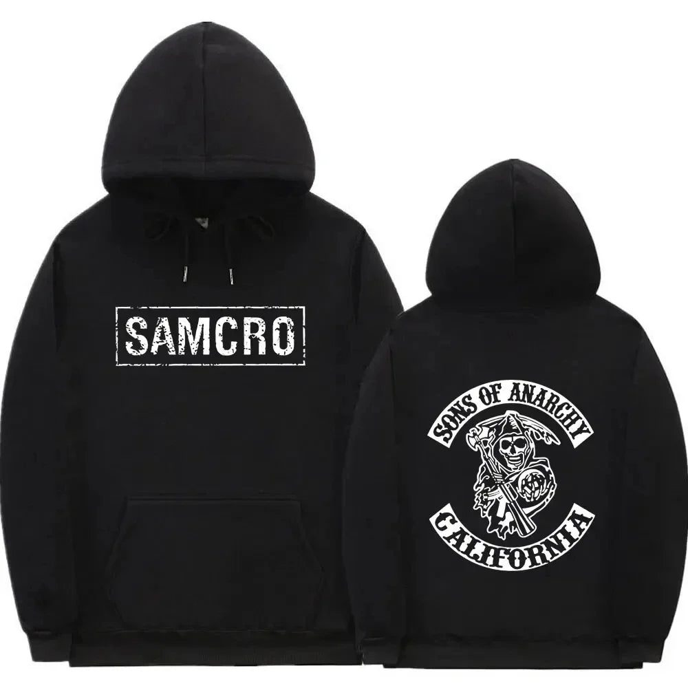 Double Sided Print Hoodie Sweatshirt Tops Sons of Anarchy SAMCRO  Men Womnen Fashion Brand Design Pullover Cotton Fleece Hoodies