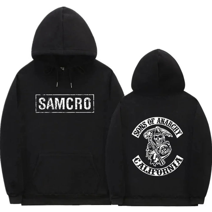 Double Sided Print Hoodie Sweatshirt Tops Sons of Anarchy SAMCRO  Men Womnen Fashion Brand Design Pullover Cotton Fleece Hoodies