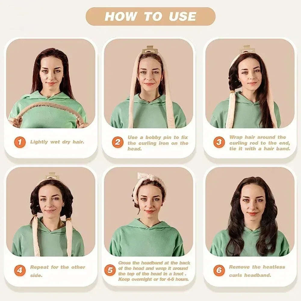 Heatless Curling Rod Headband No Heat Hair Curlers Ribbon Lazy Hair Rollers Silk Curls Sleeping Soft Headband Hair Styling Tools Halalzen