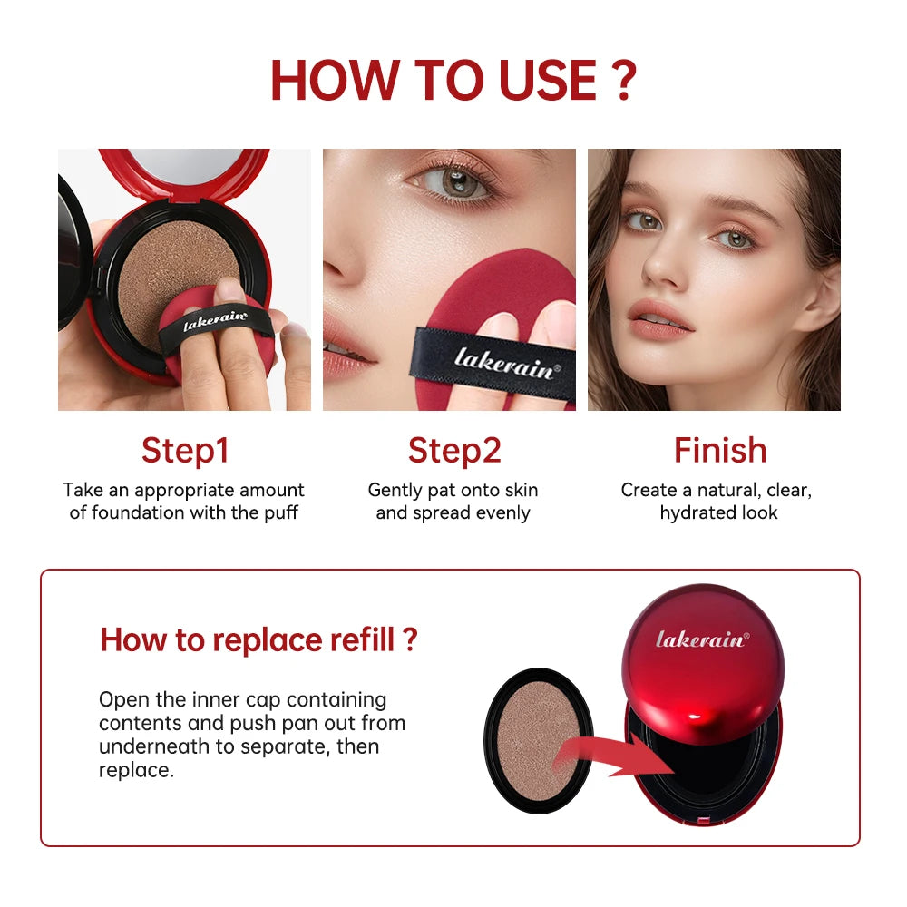 Sunscreen Cushion Refills Foundation Waterproof Long-lasting Brighten Foundation Cream Women Base Makeup Face Korea Cosmetics