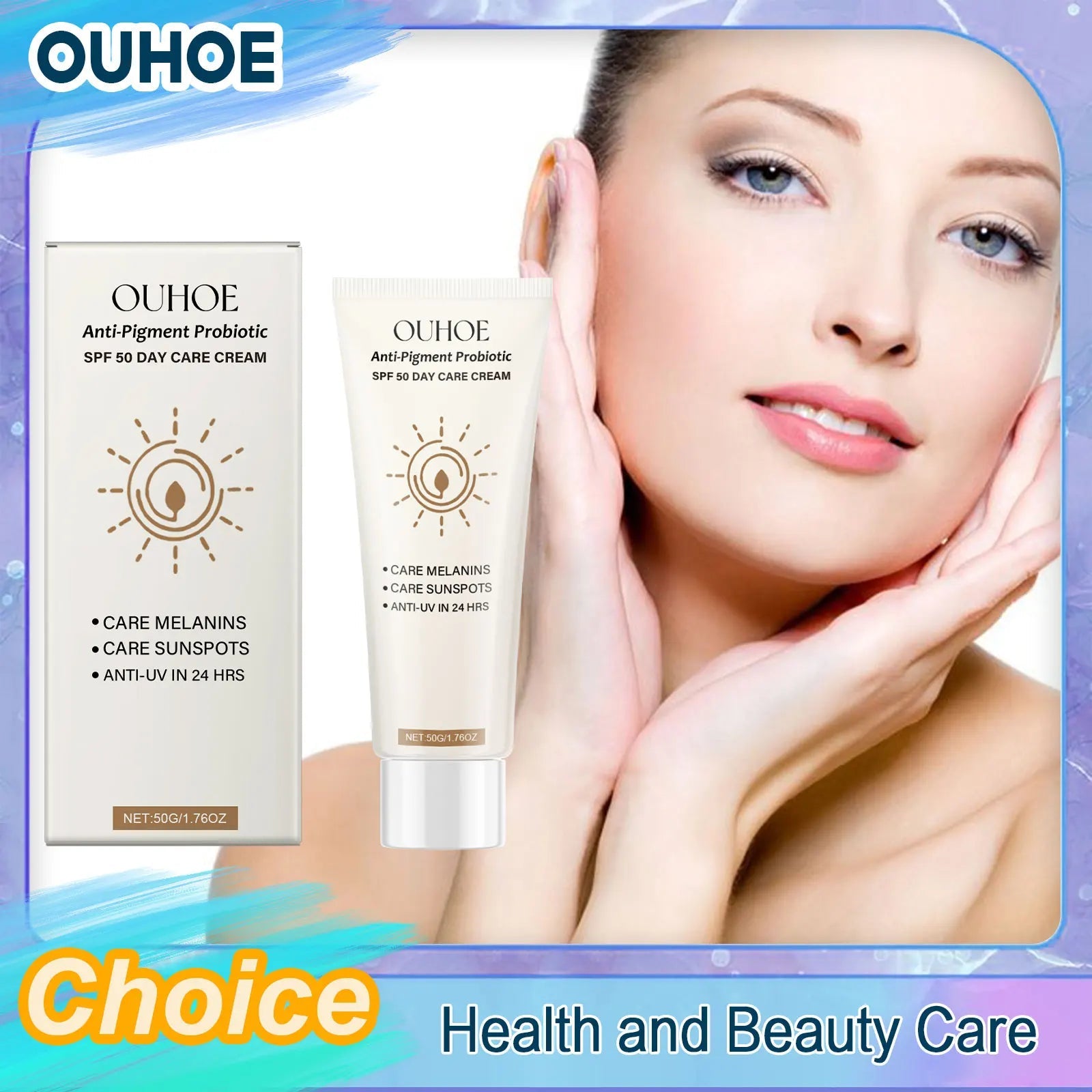 SPF50 Sunscreen Defensing Ultraviolet Reducing Pigmentation Even Tone Waterproof Whitening Anti Sunburn Facial Protective Cream Halalzen