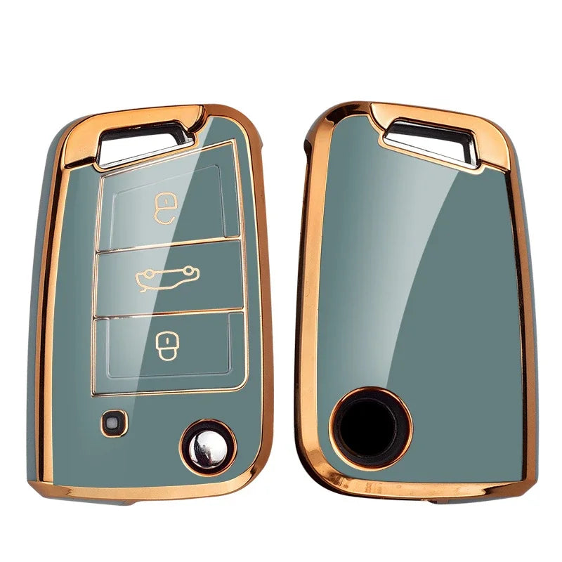 Car TPU Key Case Cover For VW Volkswagen Golf 7 MK7 Tiguan MK2 T-roc T-cross Skoda Octavia Kodiaq Karoq Seat Ateca Leon Fob