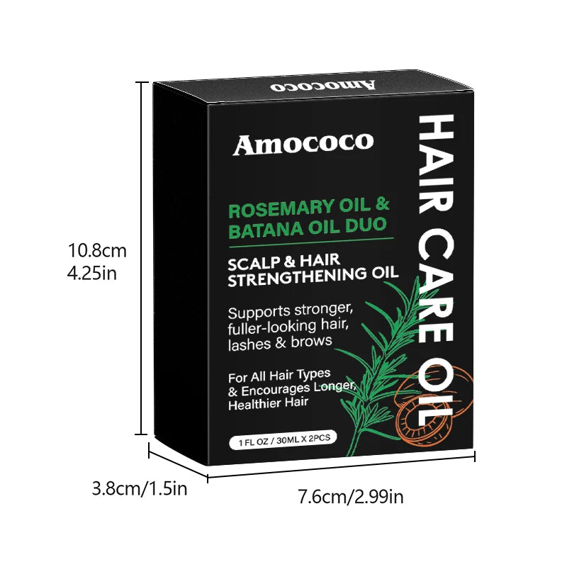 Amococo 2 pack Rosemary Oil Batana Oil 30ml each Hair Oil Duo Scalp Care Oil Nourishing Hair Serum for Dry Frizzy Hair Smooth Shiny Hair Care
